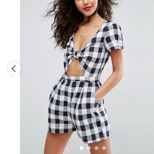 ASOS linen gingham romper NWT